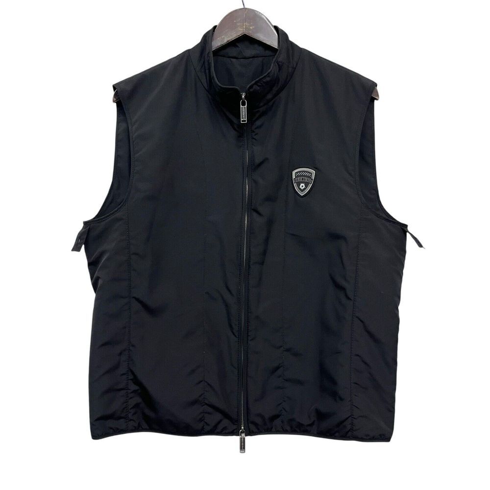 Dirk Bikkembergs Men's Sz 52 Full Zip Black Nylon Polyamide Logo Vest Jacket guc
